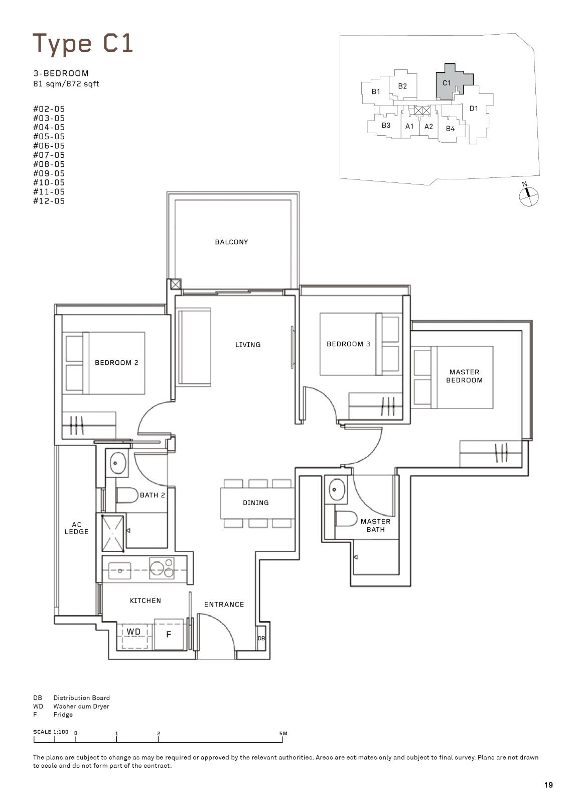 MYRA 1 Bedroom Floor Plan 3